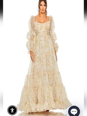 NWT Mac Duggal Cream Floral Maxi Dress